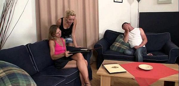  Daughter watches husband fucking her old mom